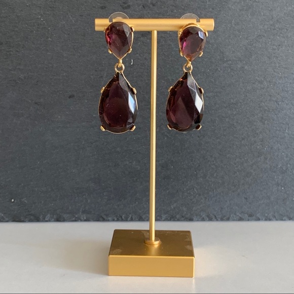 Kenneth Jay Lane purple statement drop earrings.